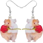 NEWEI Acrylic Guinea Pig Hamster Earrings Dangle Drop Cute Animal Jewelry For Women Charm Gift