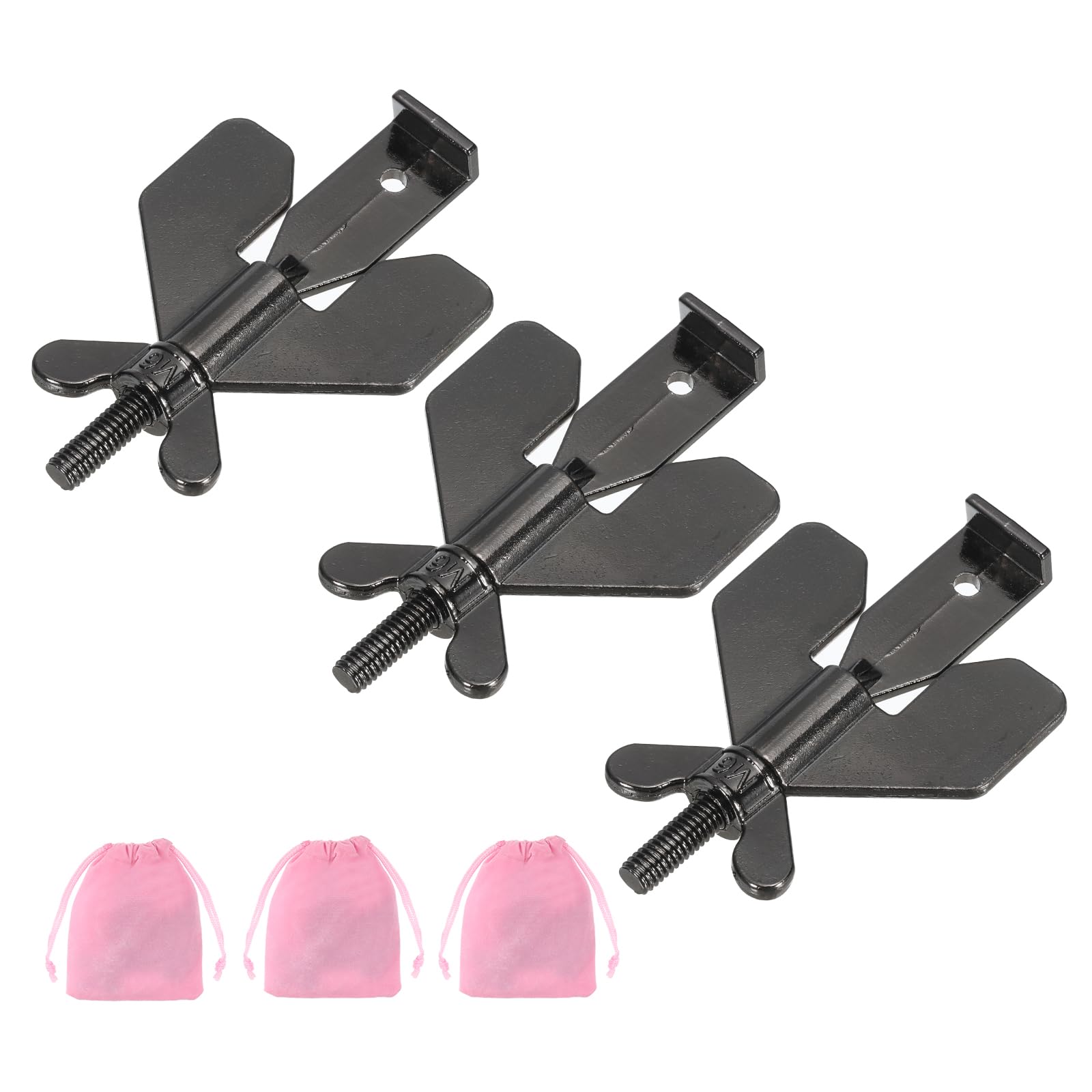 PATIKIL Portable Security Door Lock 3.15x1.97inch, 3 Pack Adjustable Hotel Door Lock Devices with Storage Bag for Enhanced Safety Travel Hotel Home, Coffee