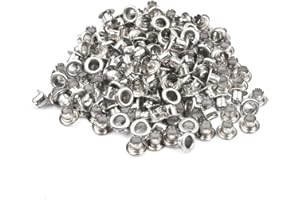 QLOUNI 500 Pack 3/16" Silvery Metal Grommets Eyelets, 5mm Hole Self Backing Eyelets for Bead Cores, Clothes, Leather, Canvas