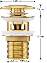 Frap Basin Sink Waste Slotted Pop Up Click Clack Brushed Gold view 7