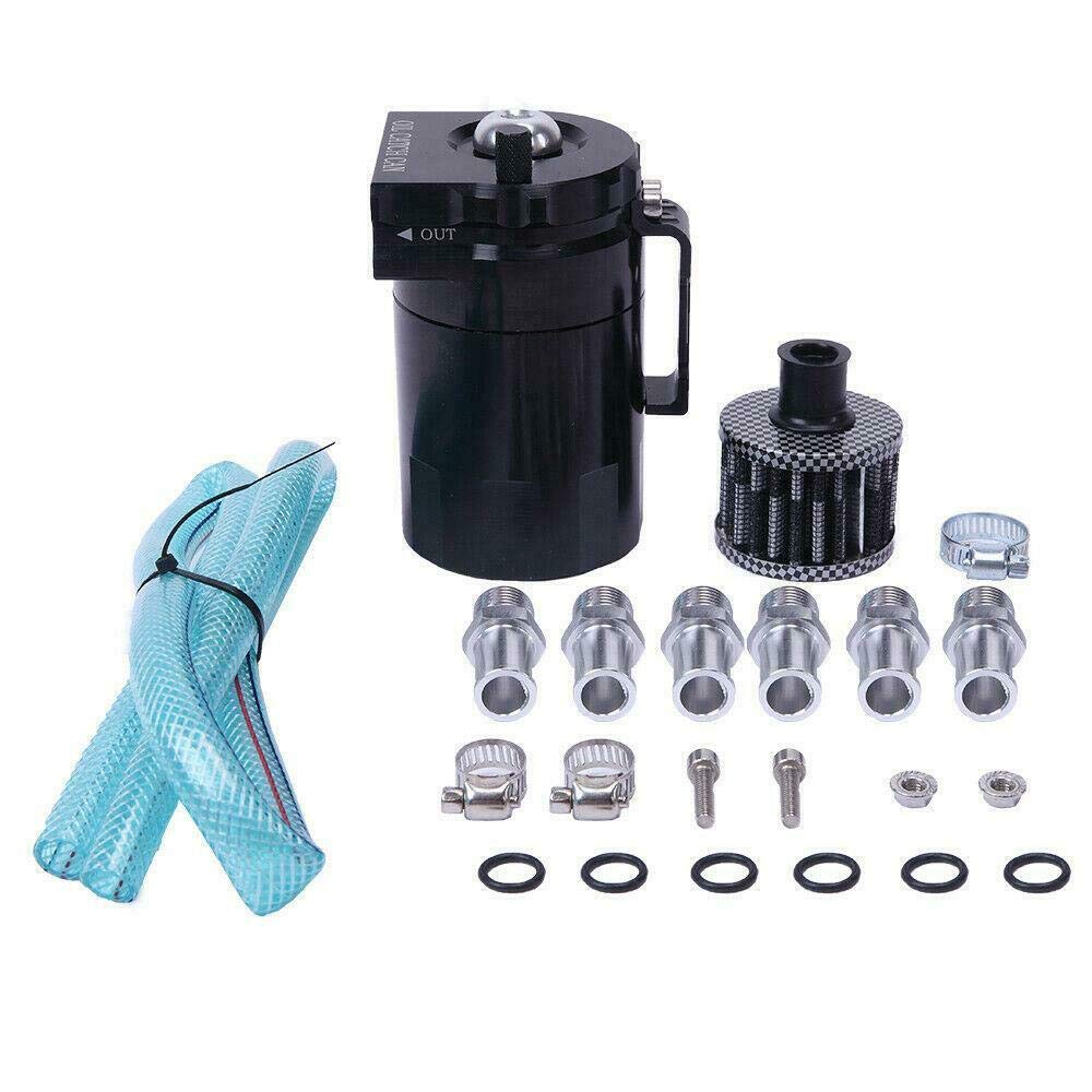 Oil Catch Can Kit Reservoir Tank Engine Black Polish Baffled Universal Aluminum