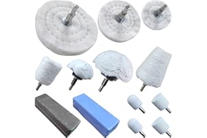 PR PURUI PURUI 13PCS Metal Buffing Polishing Wheel Kit for Drill,for Aluminum Brass Bronze Polish,Kit includes:7PCS Mounted Buffing Polishing Wheels/4PCS Felt Bobs/2PCS Brown Tripoli & Blue Polishing Compound