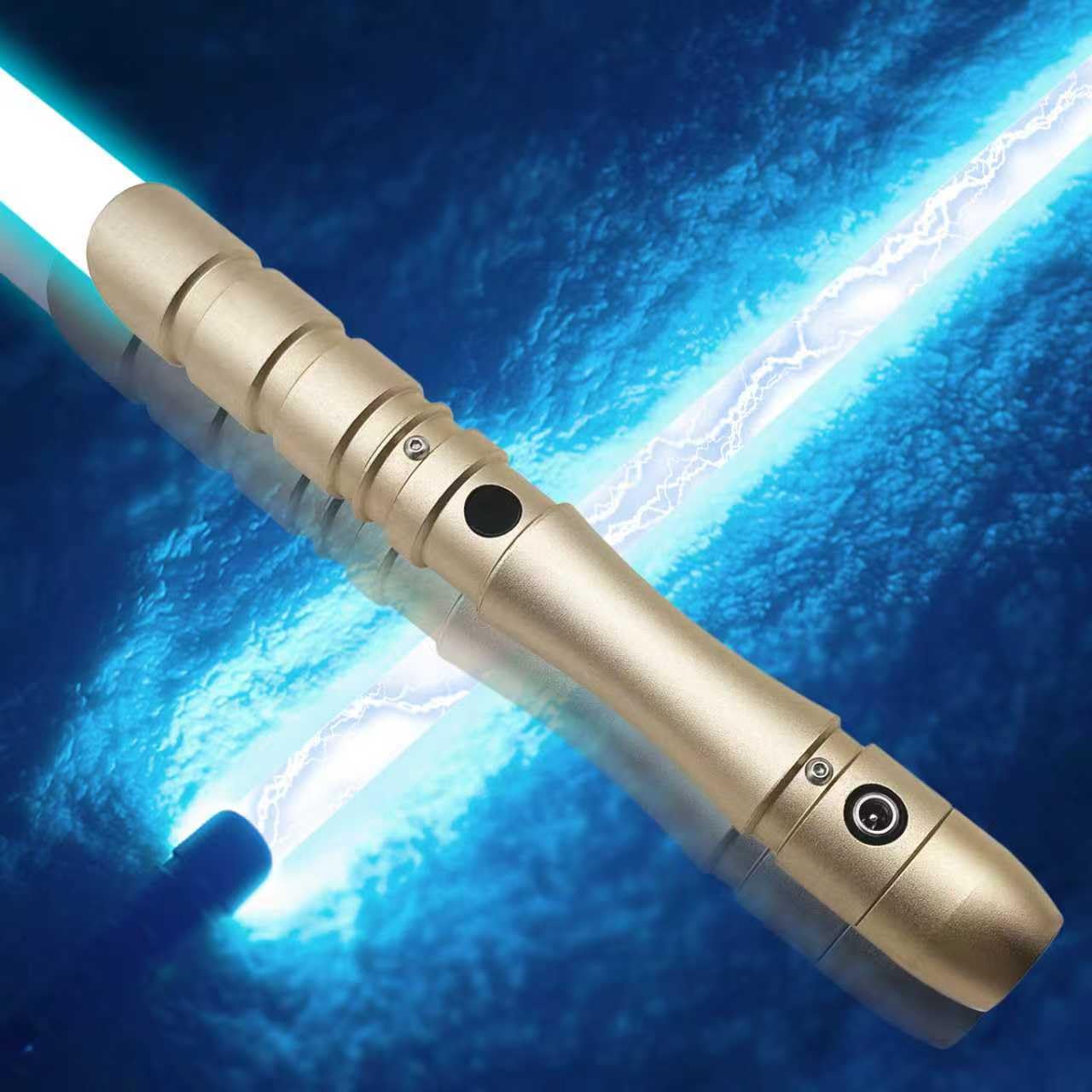 YDD GENIUS Dueling Metal Lightsaber-38.3inch, 4 Sounds Modes, Rechargeable FX Lightsabers, Perfect for Adults, Xmas Party Favors Gift (97cm-IceBlue)