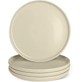 Amazon Basics Glazed Stoneware Dinner Plates, Ceramic 4-Piece Set, Microwave and Dishwasher-Safe, 10.5 in., Ivory