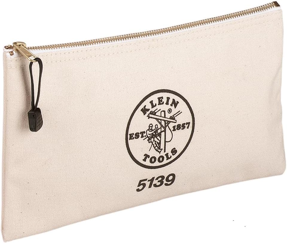 Klein Tools 5139 Natural Canvas Zipper Tool Bag for Pliers Wrenches Storage