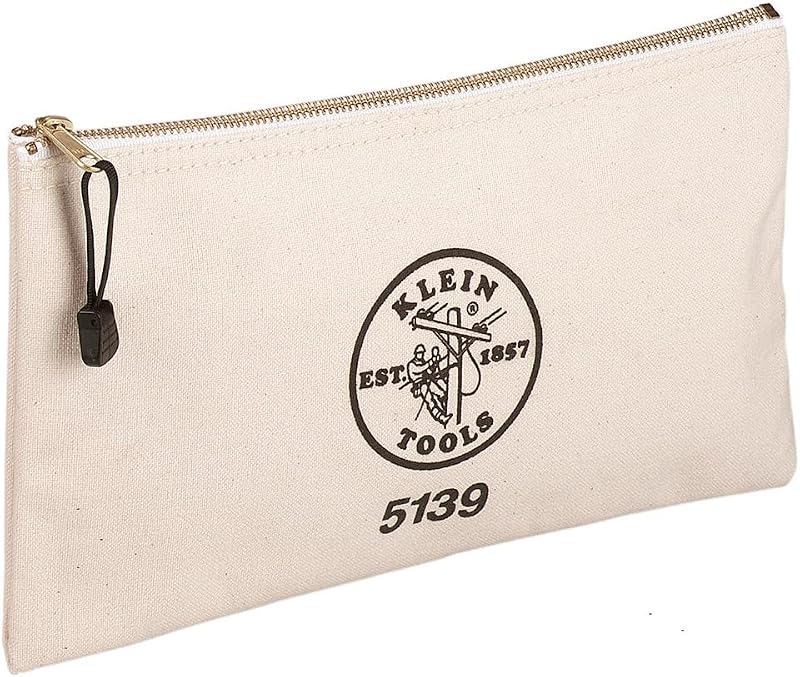 Klein Tools 5139 Natural Canvas Zipper Tool Bag for Pliers Wrenches Storage