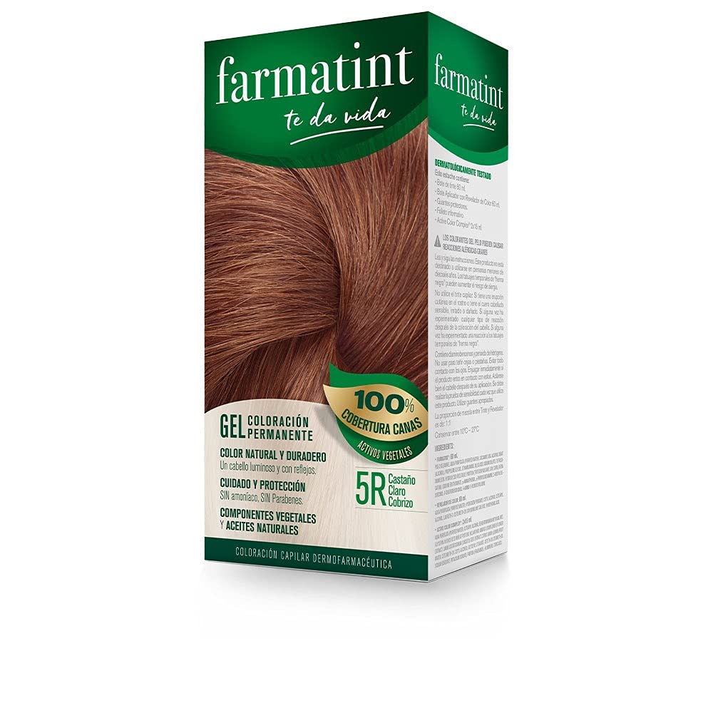 Farmatint 5R Light Copper Brown Permanent Hair Color Long Lasting Natural Hair Color No Ammonia No Paraffin or Silicone