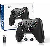 AceGamer Aurora II 2.4G Wireless Bluetooth Controller for PC/Android/Switch/iOS/Switch 2/Steam Deck with Rotary Motors, RGB Hall Effect Joysticks - Upgraded PC Gaming Controller and Back Buttons Lock