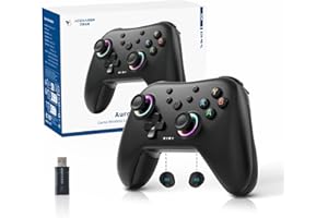 AceGamer Aurora II 2.4G Wireless Bluetooth Controller for PC/Android/Switch/iOS/Switch 2/Steam Deck with Rotary Motors, RGB Hall Effect Joysticks - Upgraded PC Gaming Controller and Back Buttons Lock