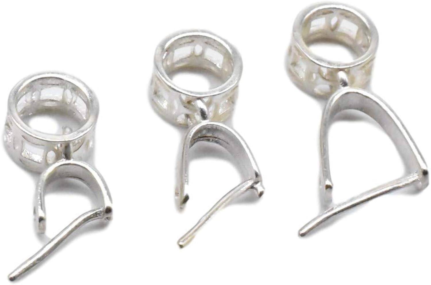 10 Sterling Silver Shiny Pinch Bails w/Large Hole Bail, Overlap Coin Design, 925 Silver Pinch