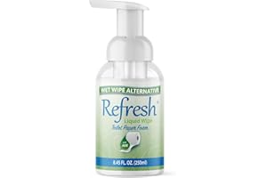 Refresh Liquid Wipe: Toilet Paper Foam. Eco-Friendly Wet Wipe Alternative. Cleanses and Soothes with Witch Hazel and Aloe. Plumbing and Septic Safe 250ml (8.45 Fl Oz).…