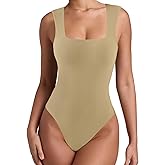 WAYMAKER Womens Sleeveless Bodysuits Square Neck Sexy Going Out Tank Tops Body Suit
