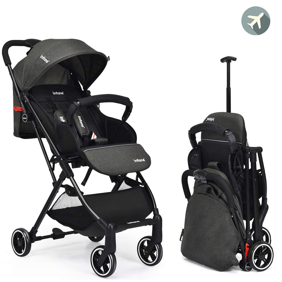 Infans Lightweight Baby Stroller Folding Travel Stroller With