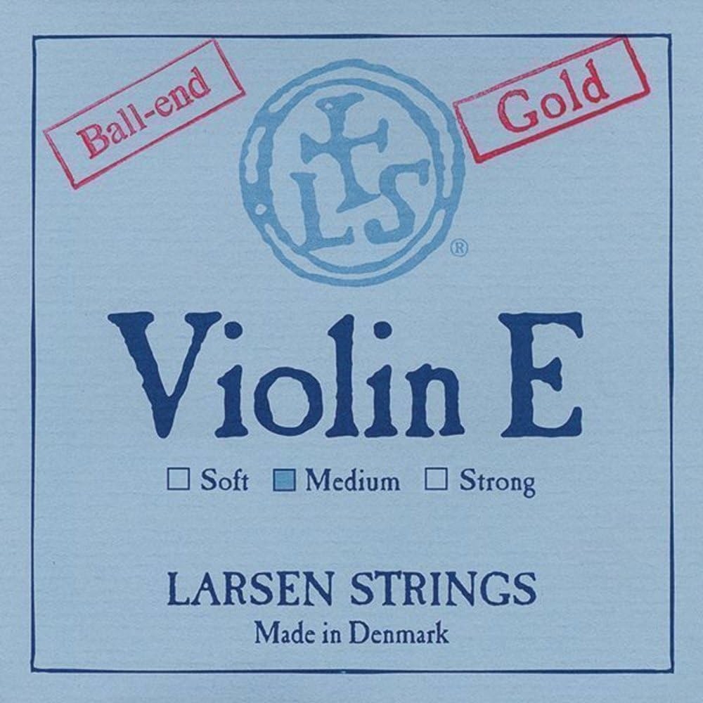 LARSEN STRINGS Violin Strings Original Synthetic,Fibre Core E Gold, stainless steel, gold plated, with ball end, medium