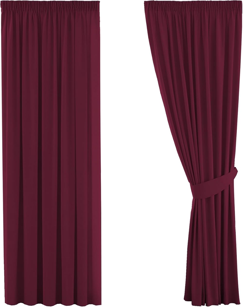 H.Versailtex Blackout Curtains 46x72 Burgundy 2 Panels with Tie Backs