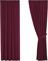 H.Versailtex Blackout Curtains 46x72 Burgundy 2 Panels with Tie Backs