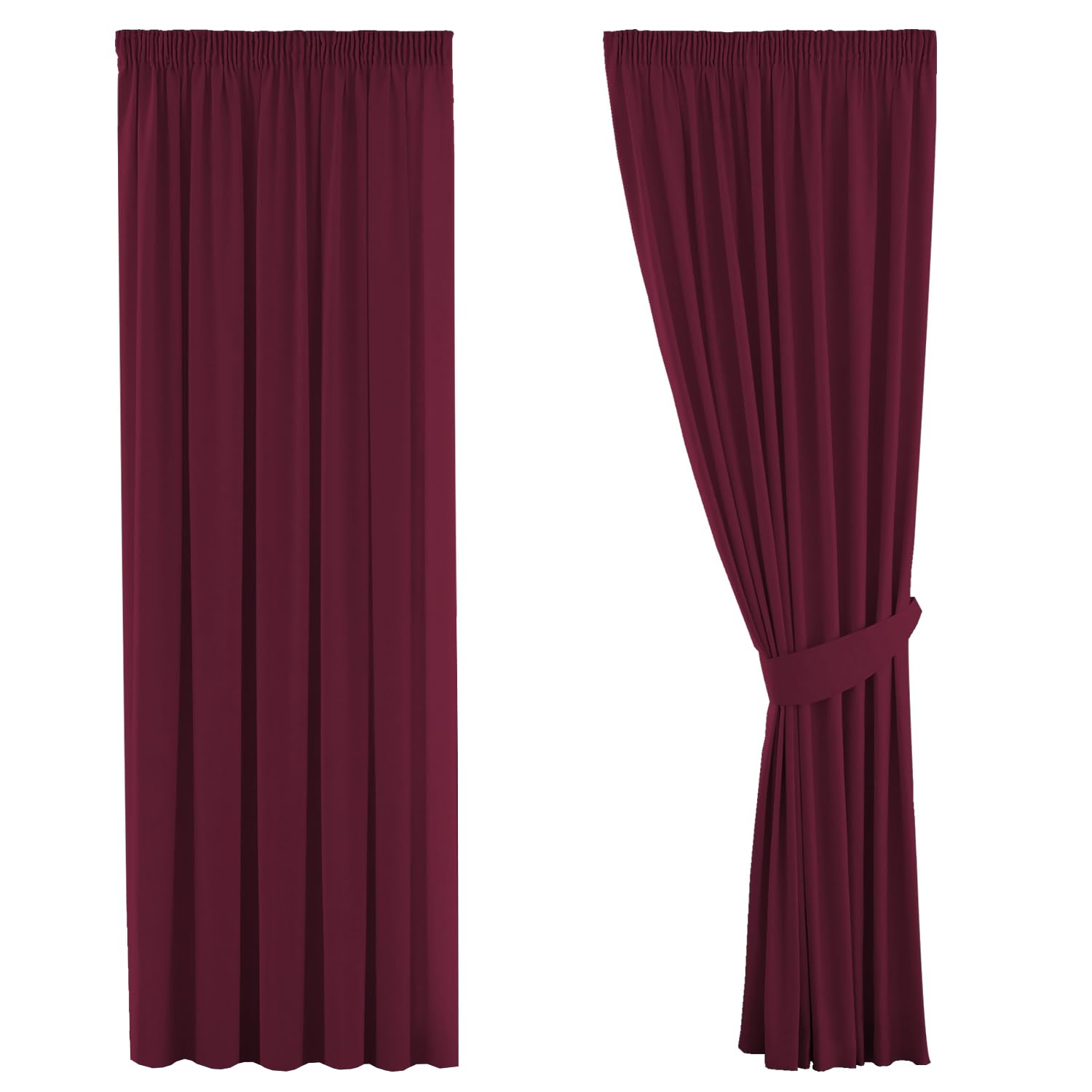H.Versailtex Blackout Curtain, Opaque Curtain with Eyelets, 2 Pieces 245 cm x 130 cm (H x W), Set of 2, Fabric, Red-wine, 2 x H228 x B228(CM)