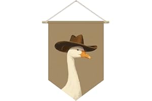 ETVISO Goose Nursery Decor, Cowboy Goose Wall Art Canvas Banner, Woodland Nursery Decor,Oil Painting Animal for Toddler Room,Cowboy nursery Hanging Pennant Flag Banner, Gift For Baby Girl Boy 15x11in