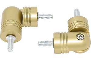 MERIVILLE Hinged Elbow Connector - Designed for Bay Window Curtain Rods or Corner Drapery Rods up to 1-inch Diameter, Royal Gold, 2 Pcs