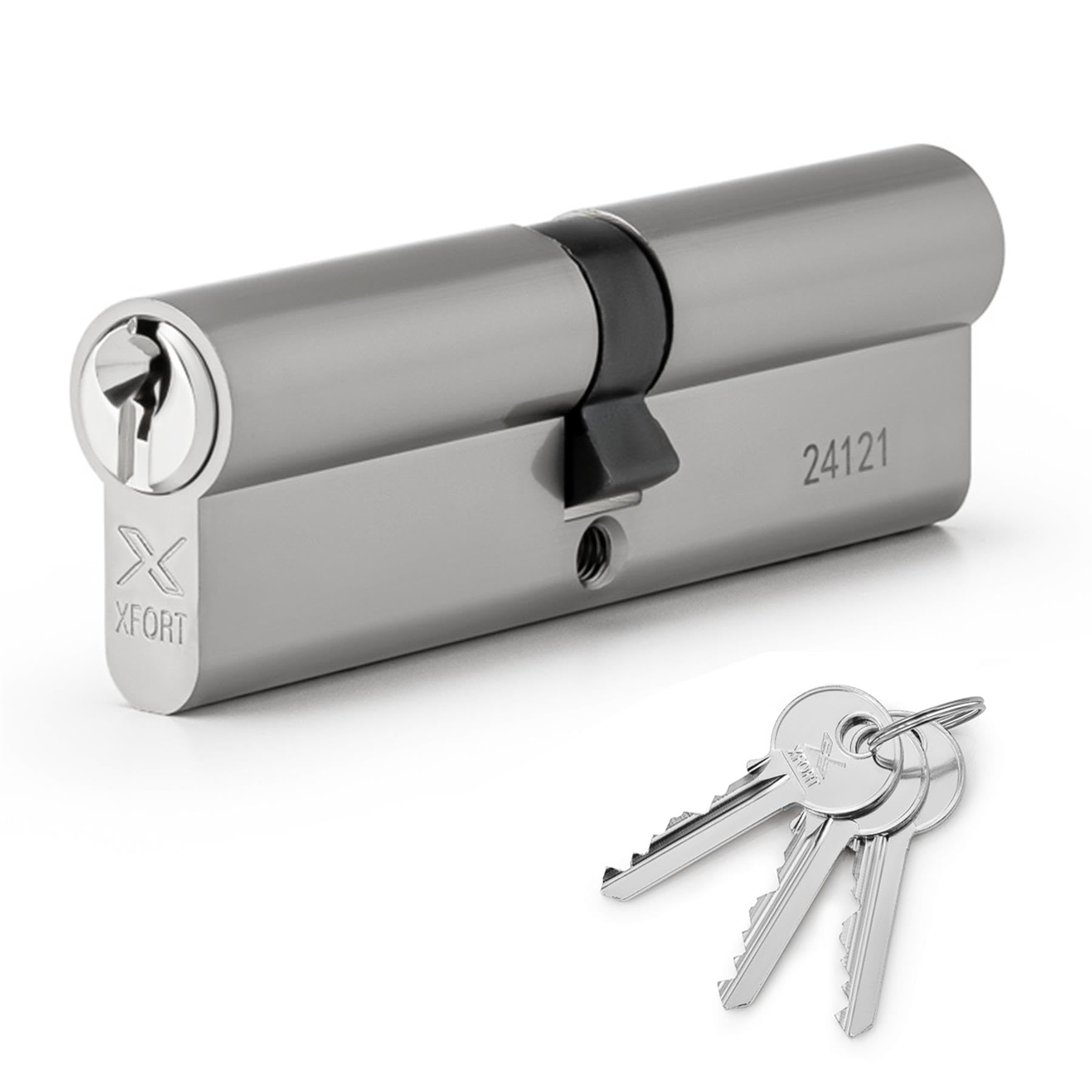 XFORT Chrome 40/45 Euro Cylinder Lock (85mm), UPVC Door Lock, 6 Pin Cylinder Lock with 3 Keys, PVC Door Lock, Euro Lock Cylinder, Barrel Lock for Front Door or Internal Door