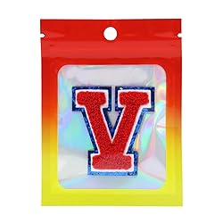 Iron on Letter V Chenille Patches for Backpacks, 2