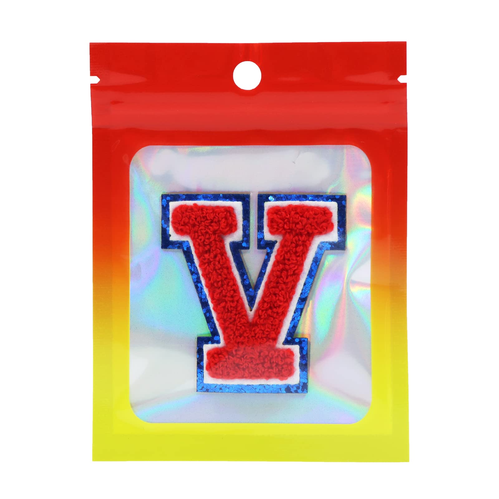 Iron on Letter V Chenille Patches for Backpacks, 2