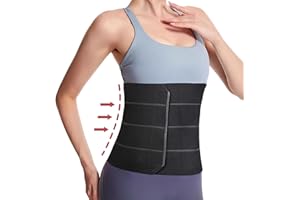 Cozyhealth Elastic Abdominal Binder Lower Waist Support Belt - Umbilical Hernia Support Pad Universal Wide Belly Girdle Stomach Surgical Compression Wrap for Men and Women (Black 4 Panel, 12" H, L)