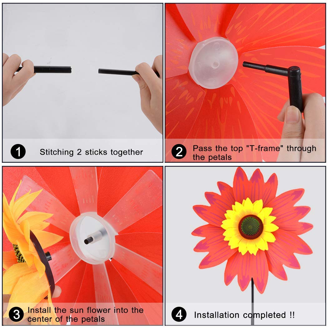 B bangcool Sunflower Garden Spinner Lawn Pinwheels Wind Spinners Sunflowers Garden Party Pinwheel Wind Spinner for Patio Lawn & Garden（6PCS）