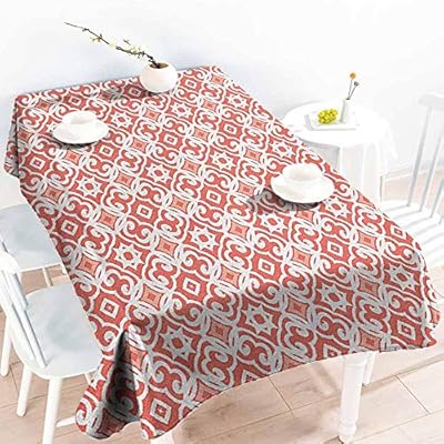 Outdoor Tablecloth Rectangular Coral Geometric Art Deco Pattern