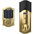 SCHLAGE BE469NX Camelot Electronic Touchscreen Deadbolt C Keyway with 12344 Latch 10116 Strike Bright Brass Finish