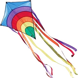 CIM Kinder-Drachen - Rainbow Eddy BLUE - Einleiner-Flugdrachen für Kinder ab 3 Jahren - 65x72cm - inkl. 80m Drachenschnur und 8x105cm Streifenschwänze