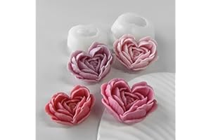CATII 2Pack Heart Candle Mold, Heart Rose Silicone Molds for Candles, Rose Candle Molds for Resin Soap Candle Clay Craft & Home Decor.