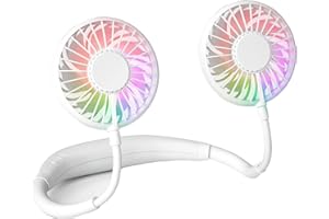 YALTOON Neck Fan, Rechargeable Battery Operated Portable Fan 2600mAh, Hands Free Personal Fan Hang Around Neck Fans, Wearable Small Fan for Outdoor Working Battery Powered USB Fan Over 12 Hours Constant Cool