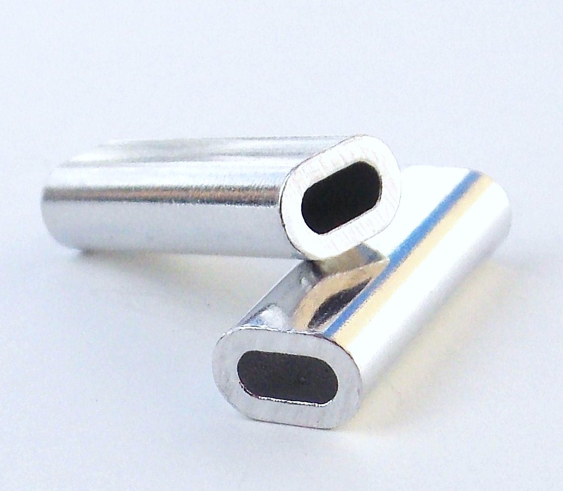 Aluminum Oval Crimp Sleeves 2.0mm x 18mm - 100 Pieces E Size