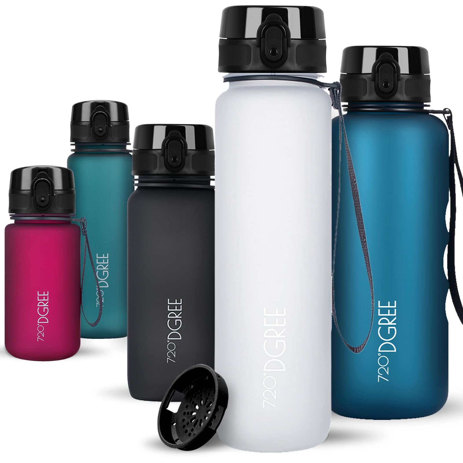 720°DGREE Water Bottle 650ml “uberBottle“ softTouch +Sieve - BPA-Free Tritan, Leakproof, Reusable Drinking Bottle - Sports Bottle for School, Fitness, Gym, Cycling, Travel, Office, Outdoor, Hiking