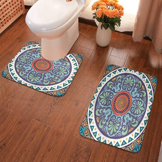 2 alfombrillas de baño suaves y antideslizantes, absorbentes, con rayas