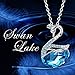 LadyColour Blue Swan Pendant Necklace Swarovski Crystals Animal Collection Engaraved Love
