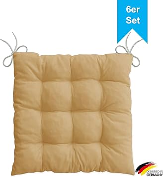 Amazon De Lileno Home 6er Set Stuhlkissen Taupe 40x40x6 Cm Sitzkissen Fur Gartenstuhl Kuche