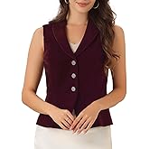 Allegra K Women's Waistcoat Suit Velvet Sleeveless Lapel V Neck Dressy Teacher Blazer Vests