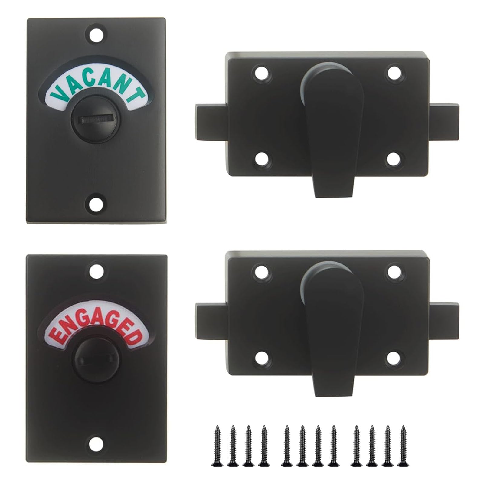 Photo 1 of ULWSKY Latch Indicating Lock,Latch Indicator Bolt,Privacy Partition Indicator Lock with Occupancy Indicator,Toilet Public Toilet Bathroom Stall Door Latch Lock (Black,2pcs)