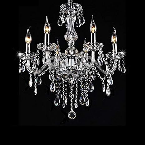 Ridgeyard Chandelier Modern K9 Crystal 6 Lights Clear Raindrop
