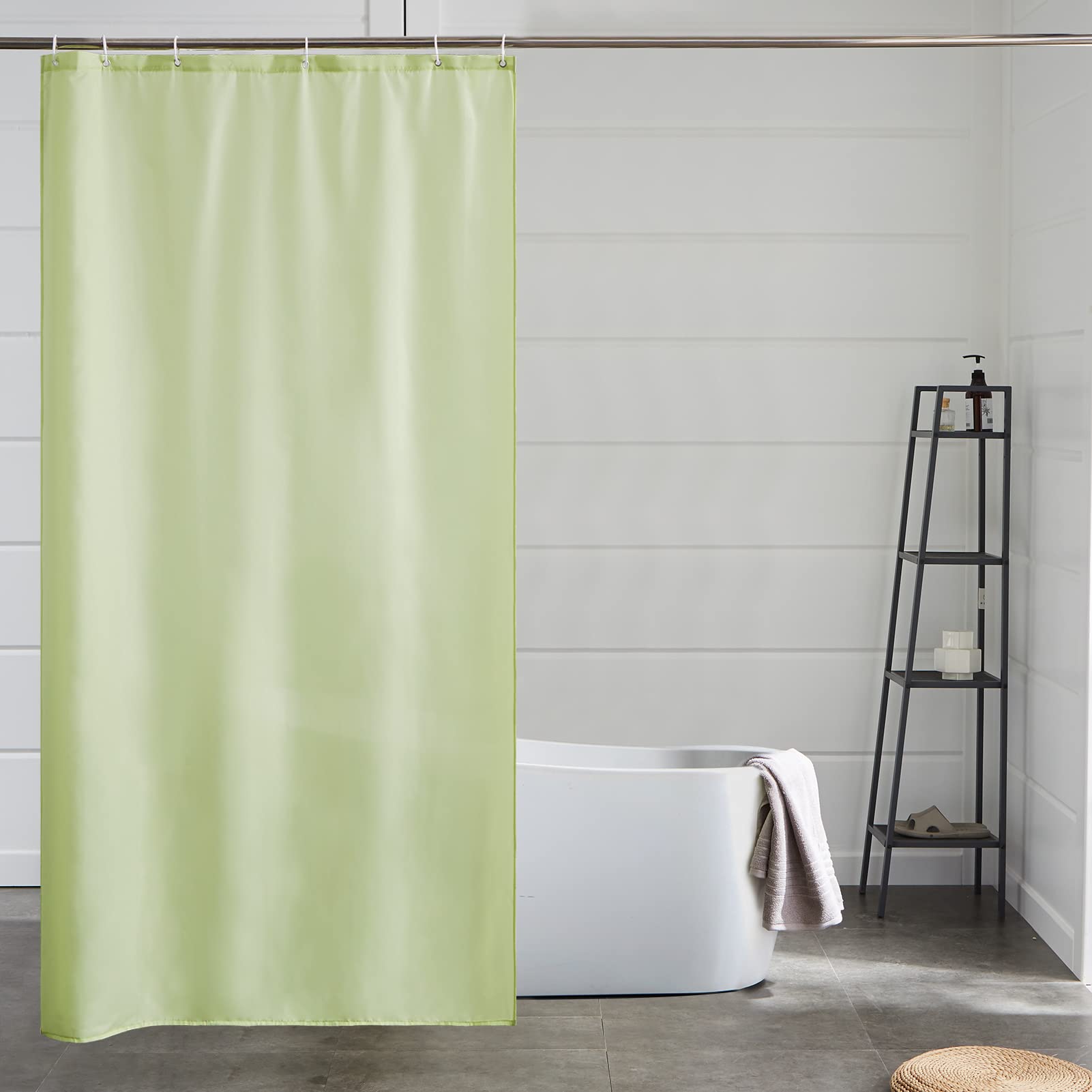 Furlinic Shower Curtain Anti Mould Resistant Waterproof Bathroom Curtains Light Yellow Washable Polyester Fabric 100x200 cm with Weight Tape for Bath Wet Room 39x78 Inch.