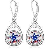 4th of July Patriotic Earrings for Women Red White and Blue American Flag Patriotic Fourth of July Earrings Dangle Jewelry Sterling Silver USA Independence Day Patriots Gifts