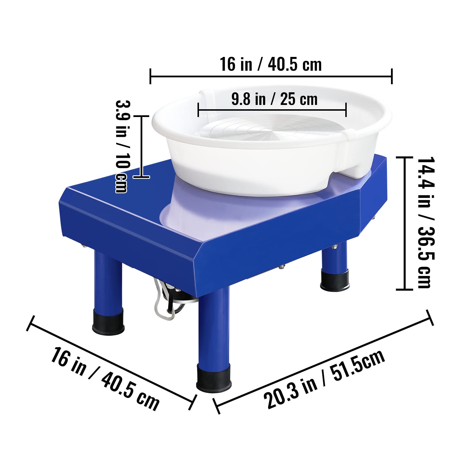 VEVOR Pottery Wheel, for Adults and Beginners, Adjustable 60-300RPM Speed Manual and Foot Pedal ABS Detachable Basin, 10in 350W LCD Ceramic Wheel Forming Machine, with 17 Pottery Accessories Blue