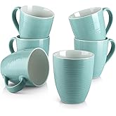 DOWAN Ceramic Coffee Mugs, 17 oz Coffee Cups for Women Men, Coffee Mug Set of 6 for Latte, Hot Tea, Cappuccino, Mocha, Cocoa, Turquoise