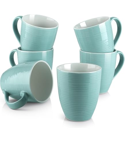 Amazon.com: Coffee Mug Ceramic Set Of Four Turquoise Blue Royal Norfolk  With Swirl Design : Home & Kitchen