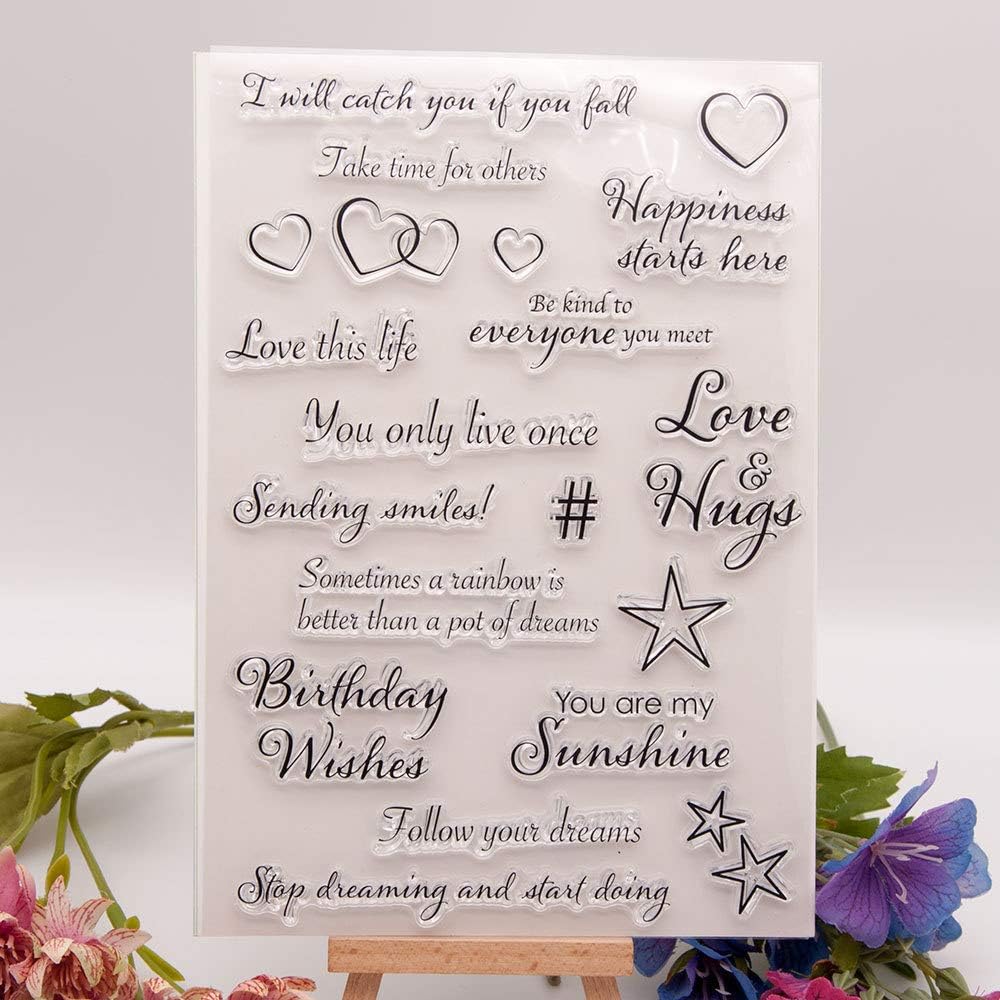 Sentiment Verses You Only Live Once Birthday Wishes Love Hugs You are My Sunshine Rubber Stamps Clear Stamps for Card Making Decoration and DIY Scrapbooking Rubber Stamps for Crafts - Image 4