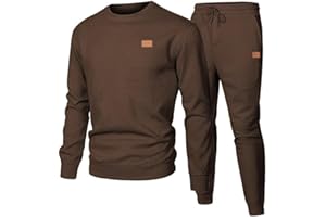 Dokotoo Men Men's 2 Piece Sweatsuits Outfits Casual Crewneck Jacquard Sweatshirt Joggers Sweatpants Set Tracksuit