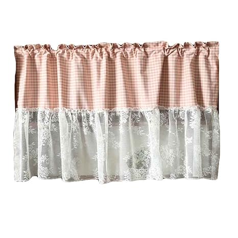 Amazon Com Panda Superstore Pink Lace Short Kitchen Curtain