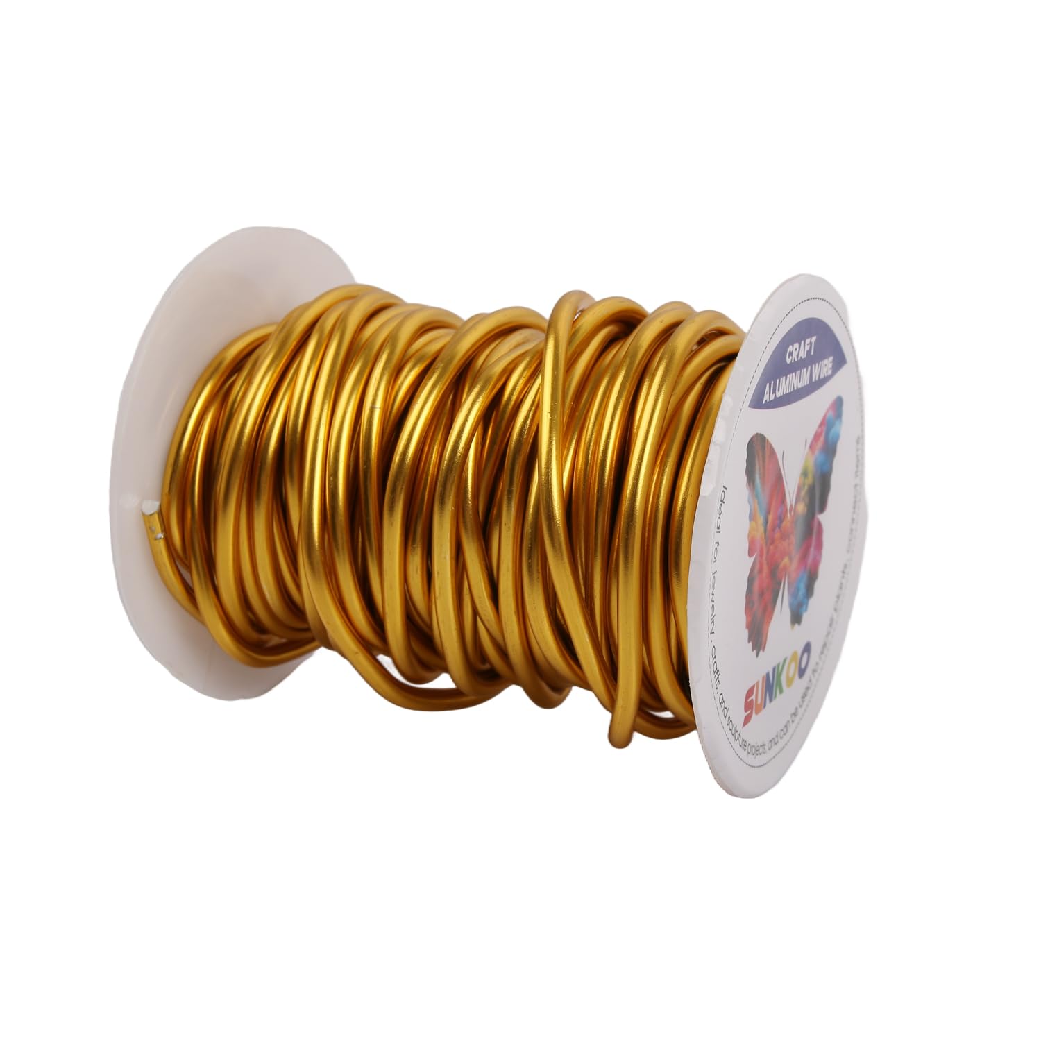 Sunkoo 8 Gauge 3mm Gold Aluminium Craft Wire,32.8Ft Bendable Wire for Jewellery Making, Sculpting, Floristry, Armature, Wrapping & Modelling Projects